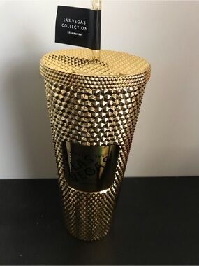 Starbucks Las Vegas Gold Studded Tumbler New!
